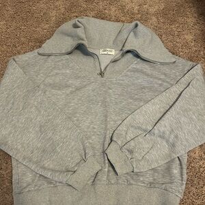 The POST / VICI Dolls gray Quarter-Zip pullover Sweatshirt
